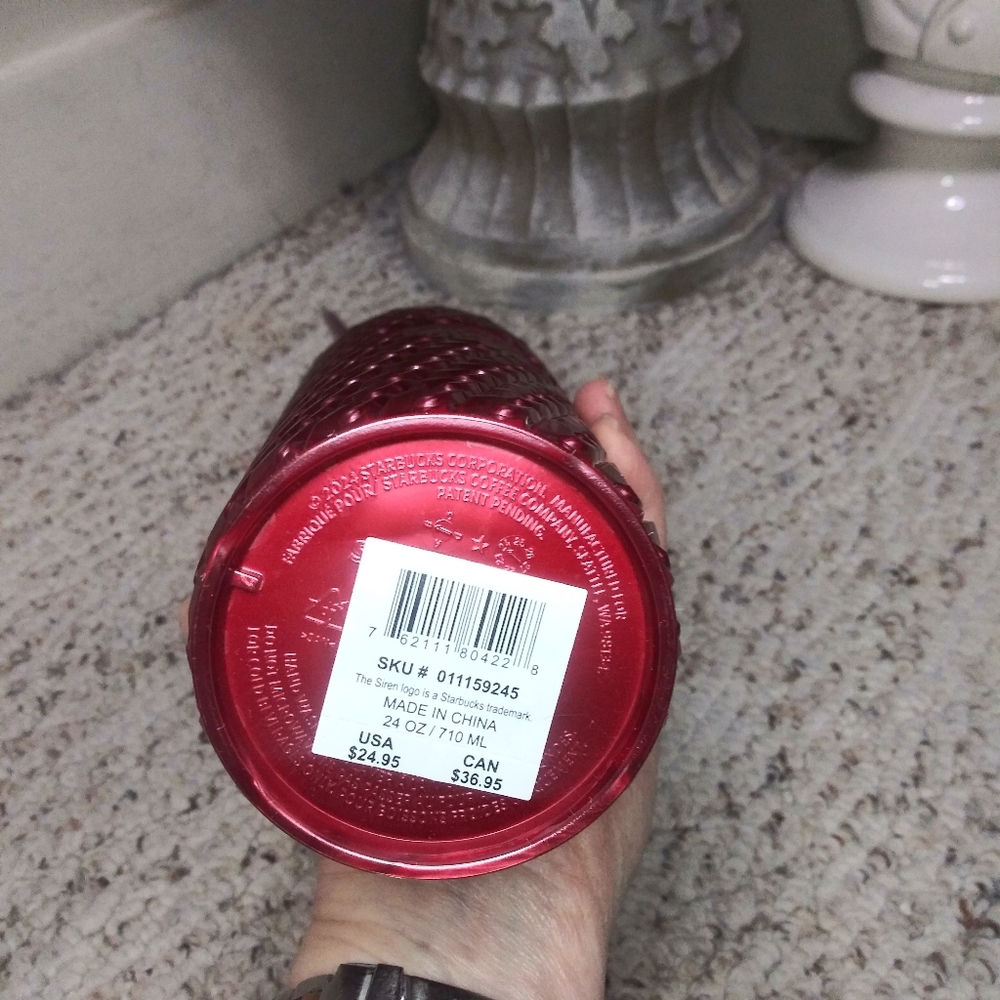 Starbucks 2024 Rasberry Chain Link Patterned Cold Tumbler - Picture 5 of 6